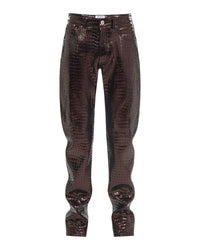 Pantalon boyfriend en cuir laminé - Bronze