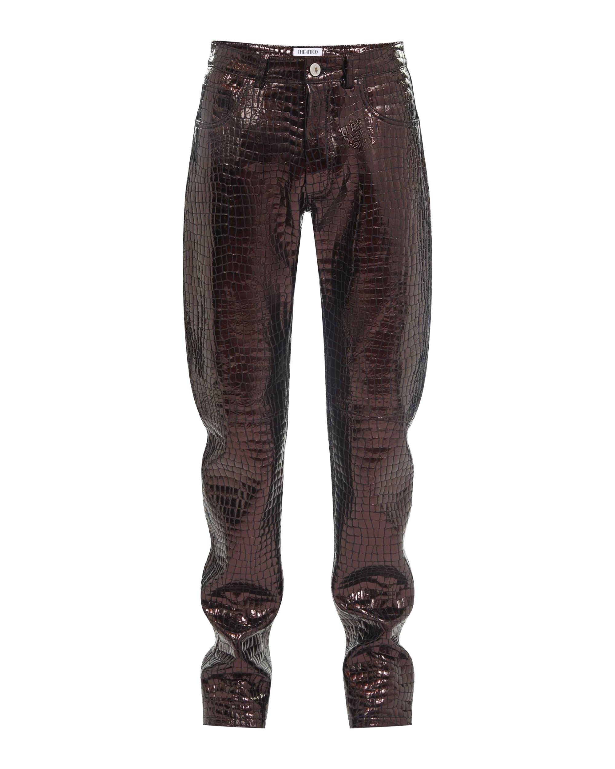 Pantalon boyfriend en cuir laminé - Bronze