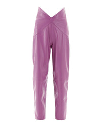 Pantalon carotte en cuir - Mauve