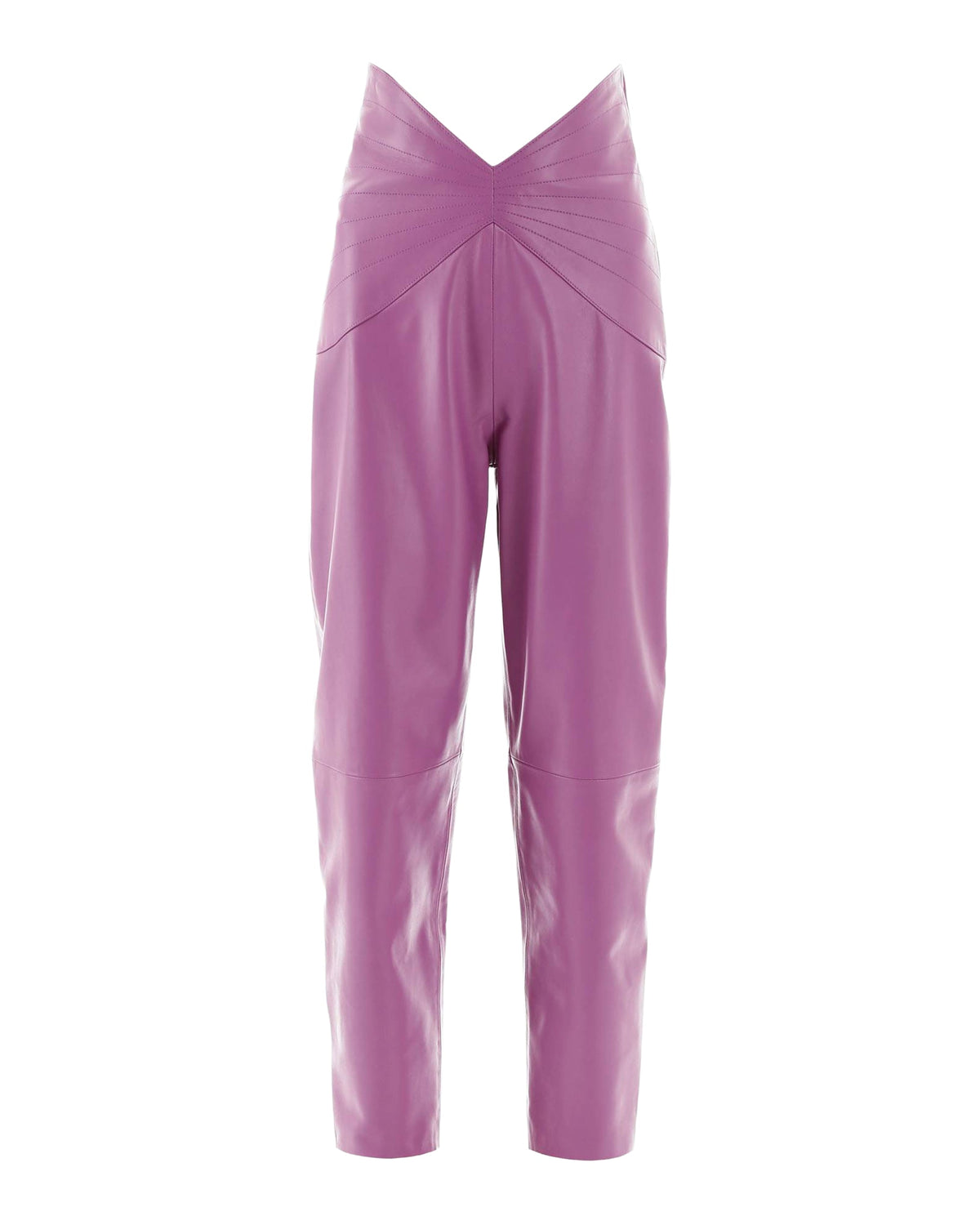 Pantalon carotte en cuir - Mauve