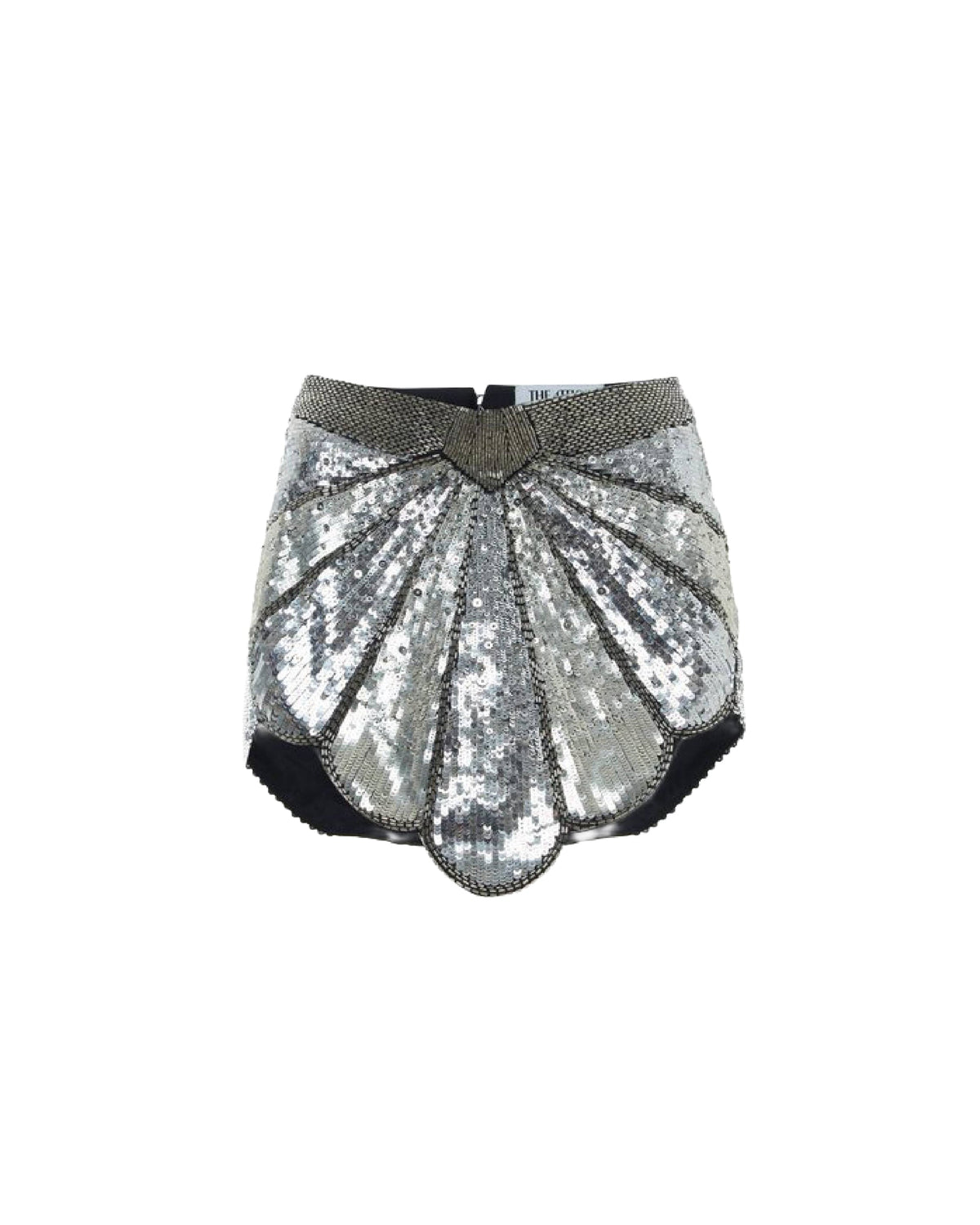 Jupe courte coquillages à paillettes - Silver