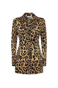Veste tailleur en jersey à détail gravées - Leopard