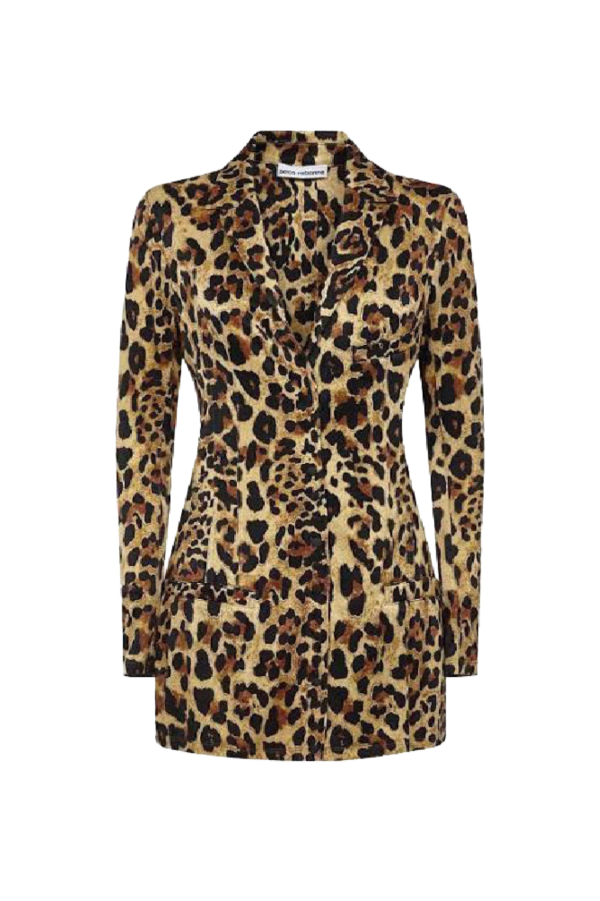 Veste tailleur en jersey à détail gravées - Leopard
