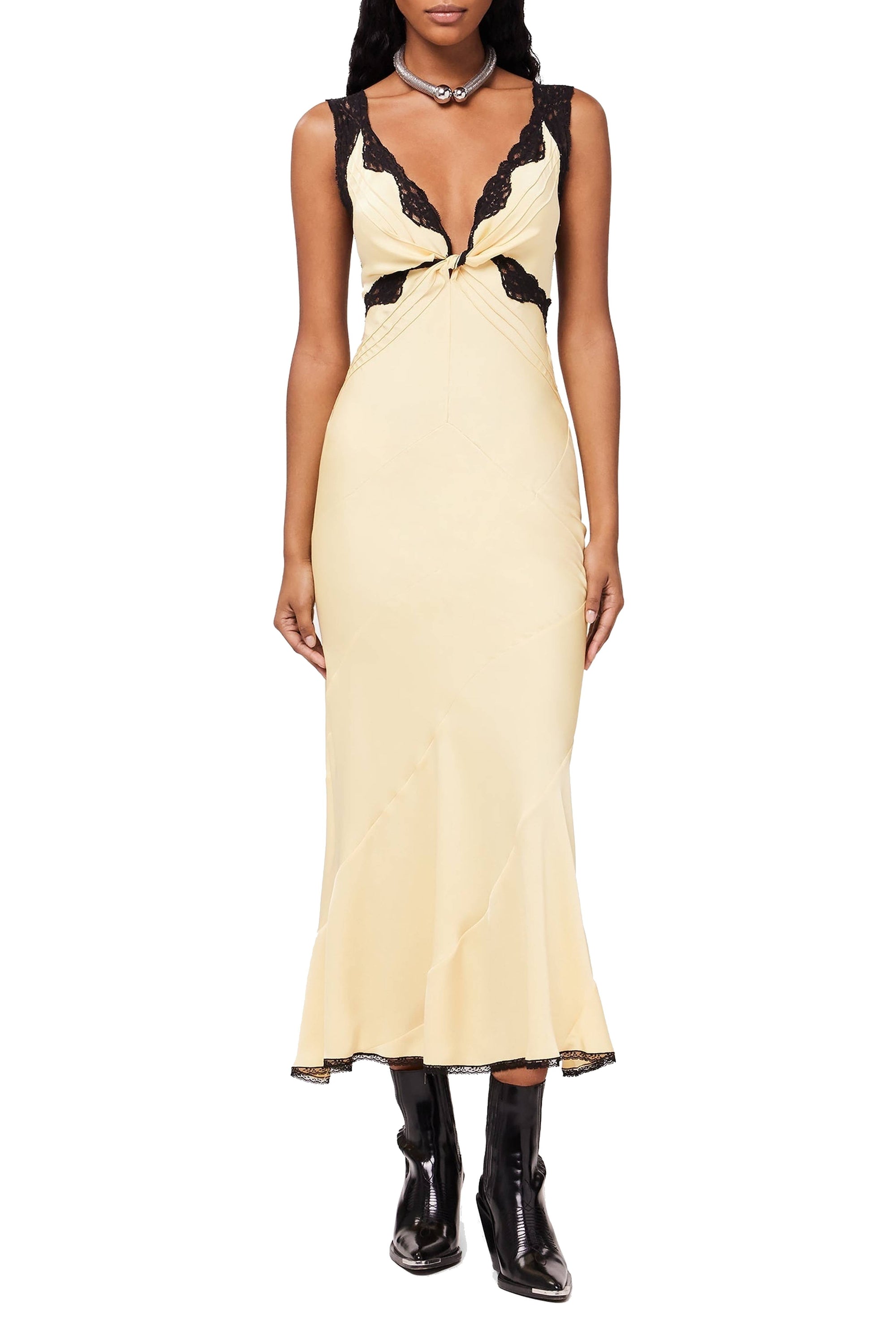 Robe longue avec détails en dentelle - Camomille