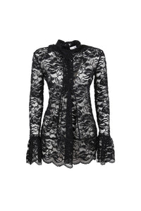 Long-sleeved lace shirt - Black