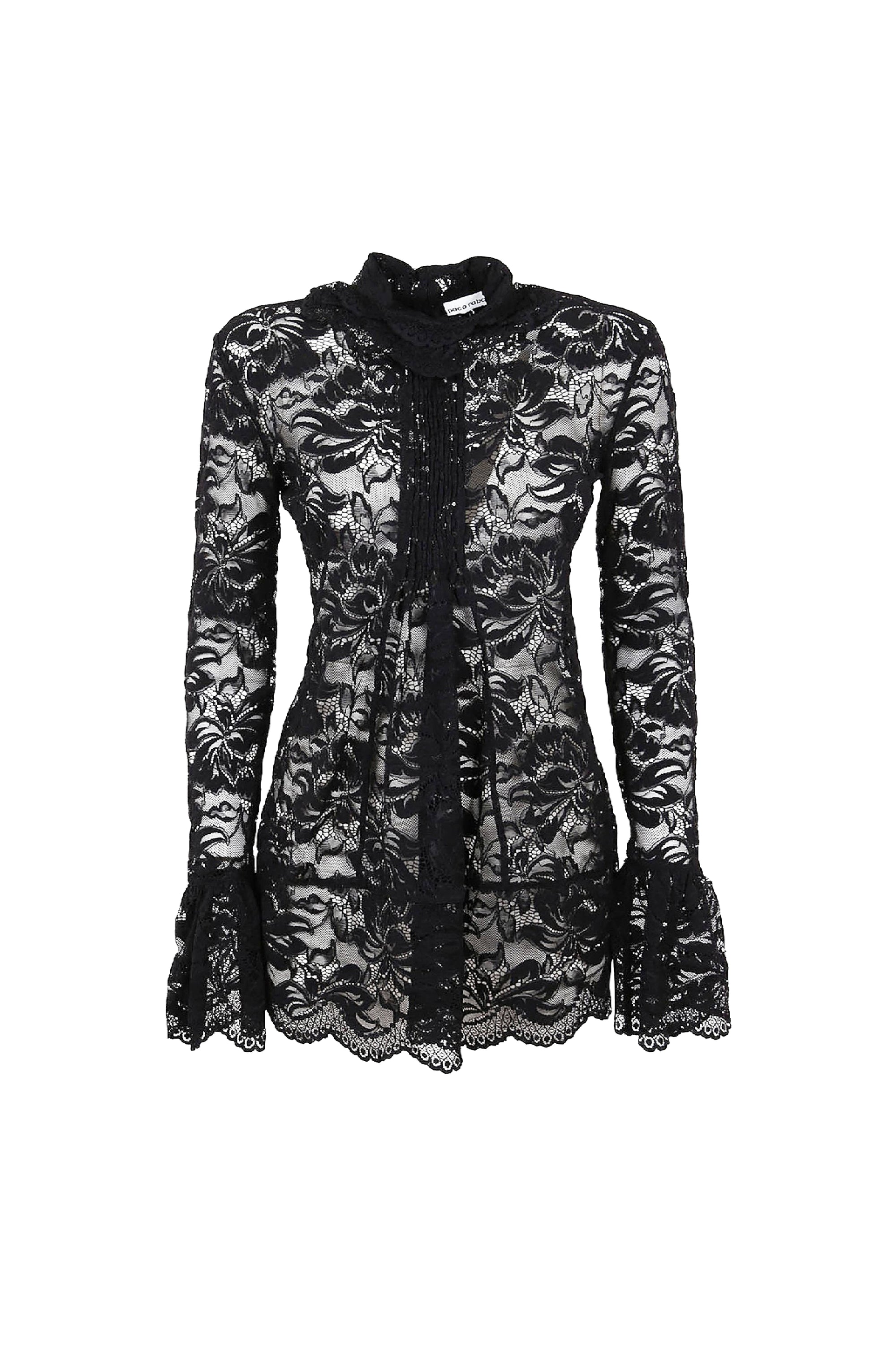 Long-sleeved lace shirt - Black