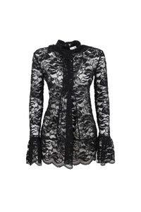Chemise manches longues à dentelle - Black