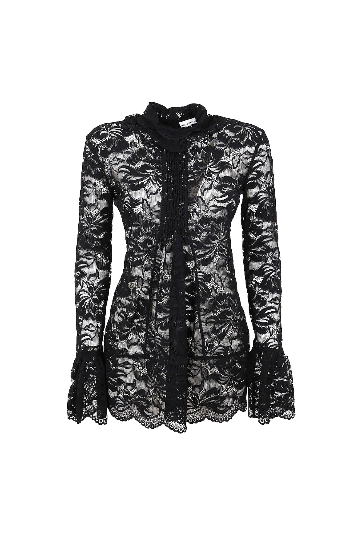 Chemise manches longues à dentelle - Black