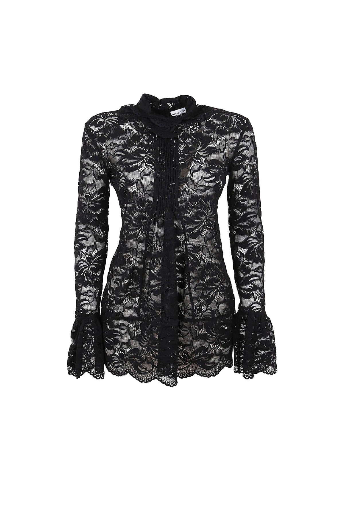 Chemise manches longues à dentelle - Black