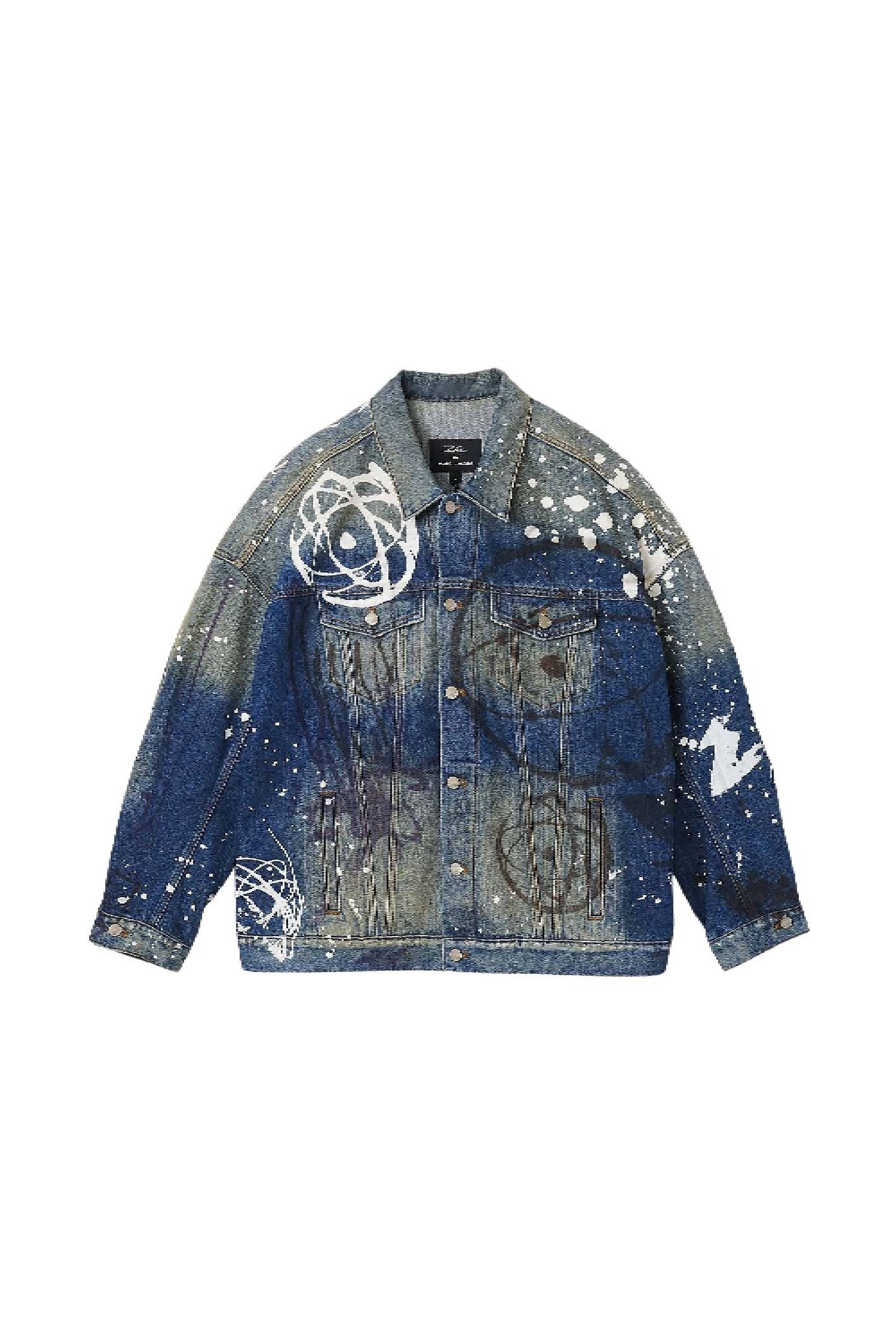 Veste en denim peint Futura - Indigo Multicolor