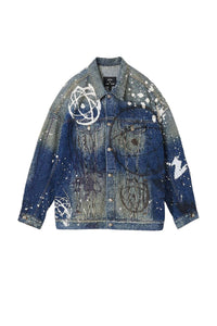 Veste en denim peint Futura - Indigo Multicolor