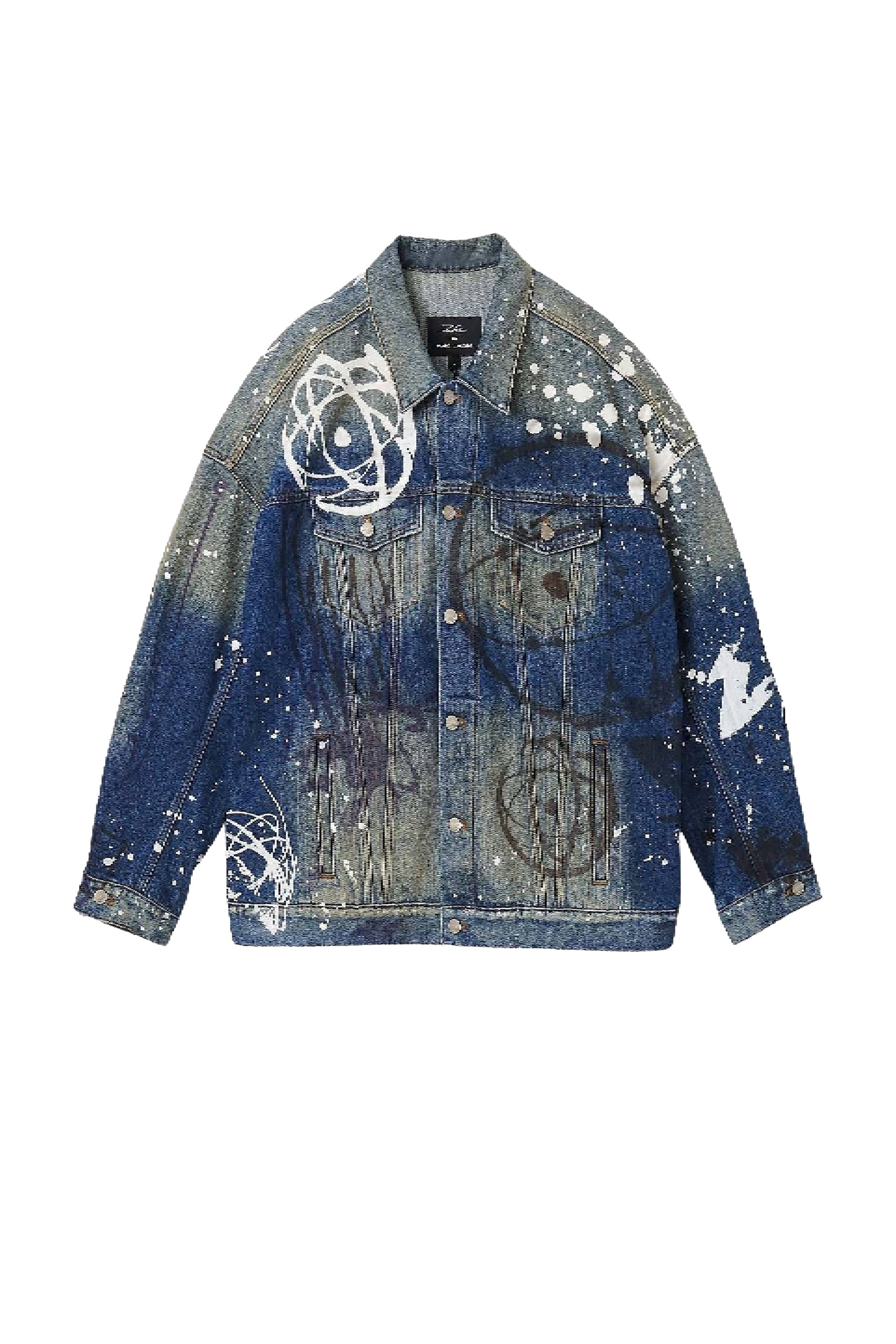 Veste en denim peint Futura - Indigo Multicolor
