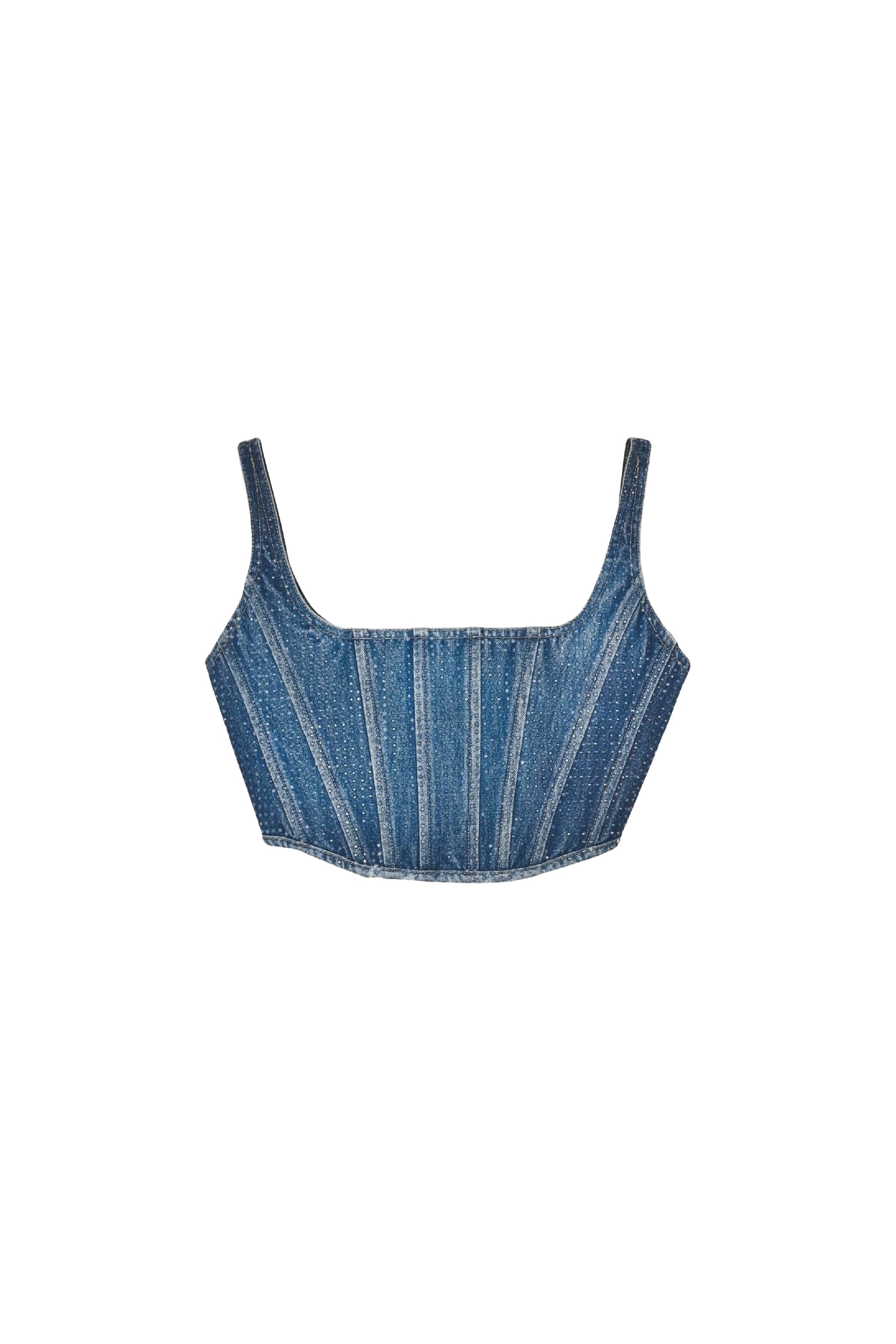 Corset cristallisé en denim - Light Blue Crystal