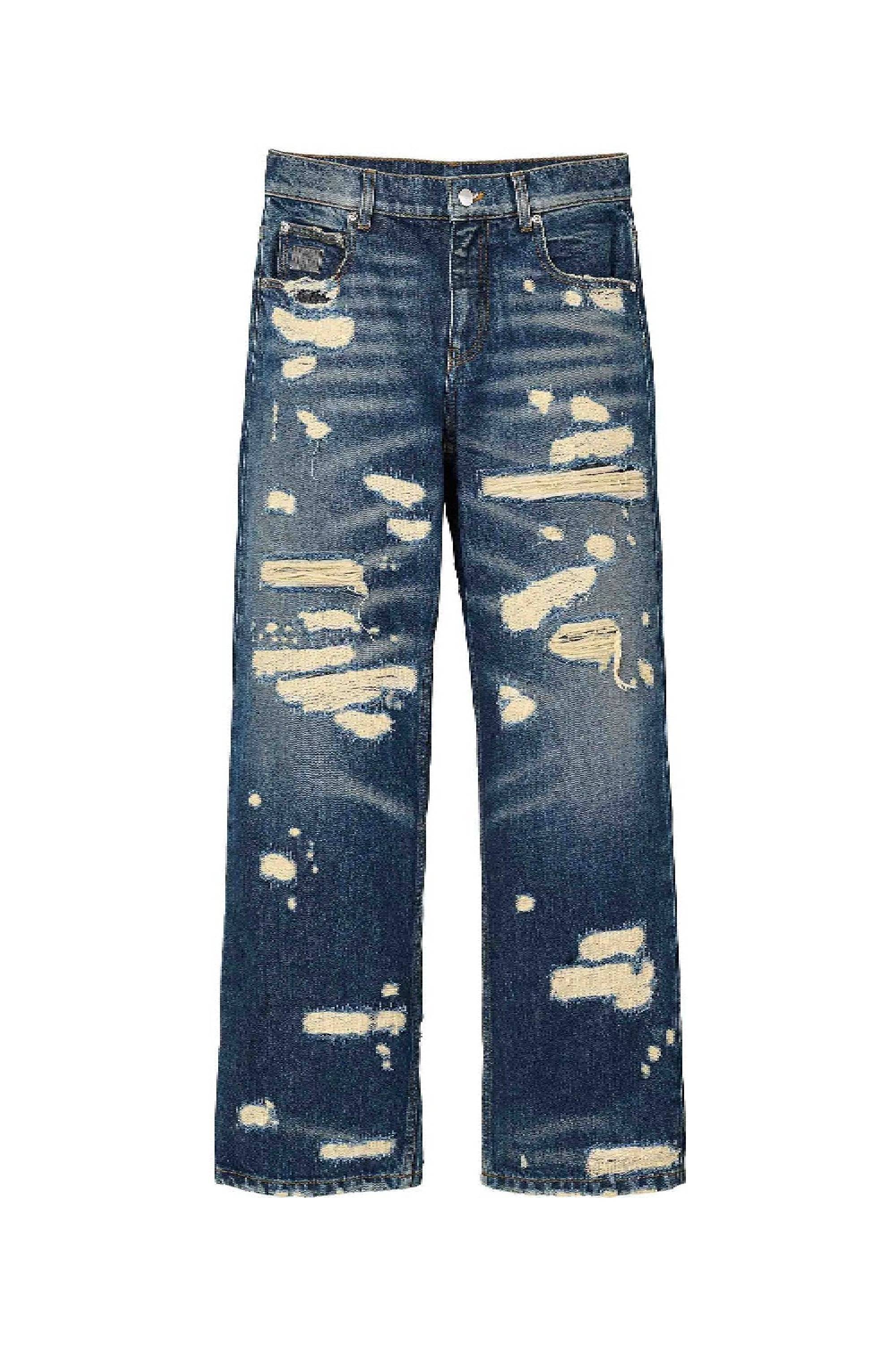 Jean droit Rip & Repair en denim - Punk Indigo