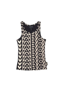 Monogram printed tank top - Black & Ivory