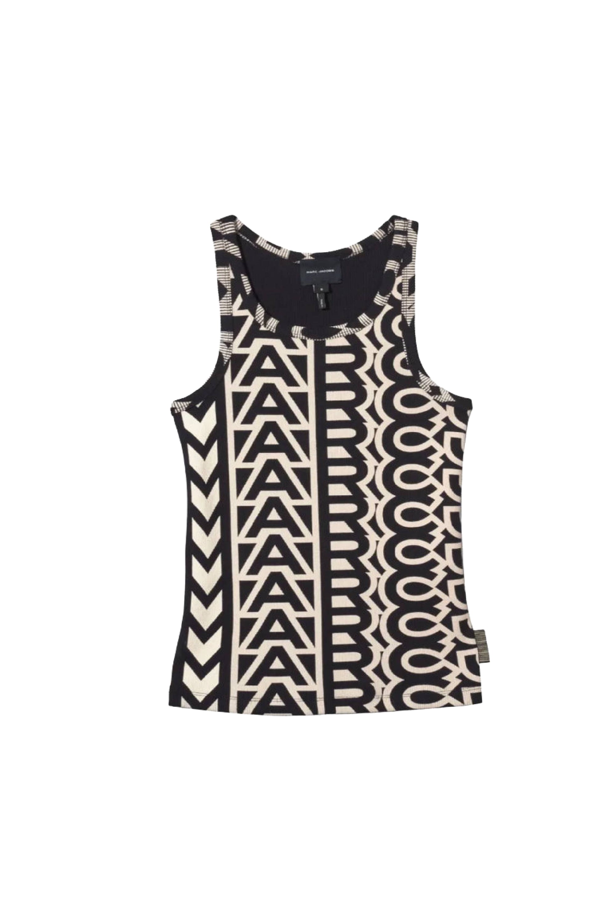 Monogram printed tank top - Black & Ivory