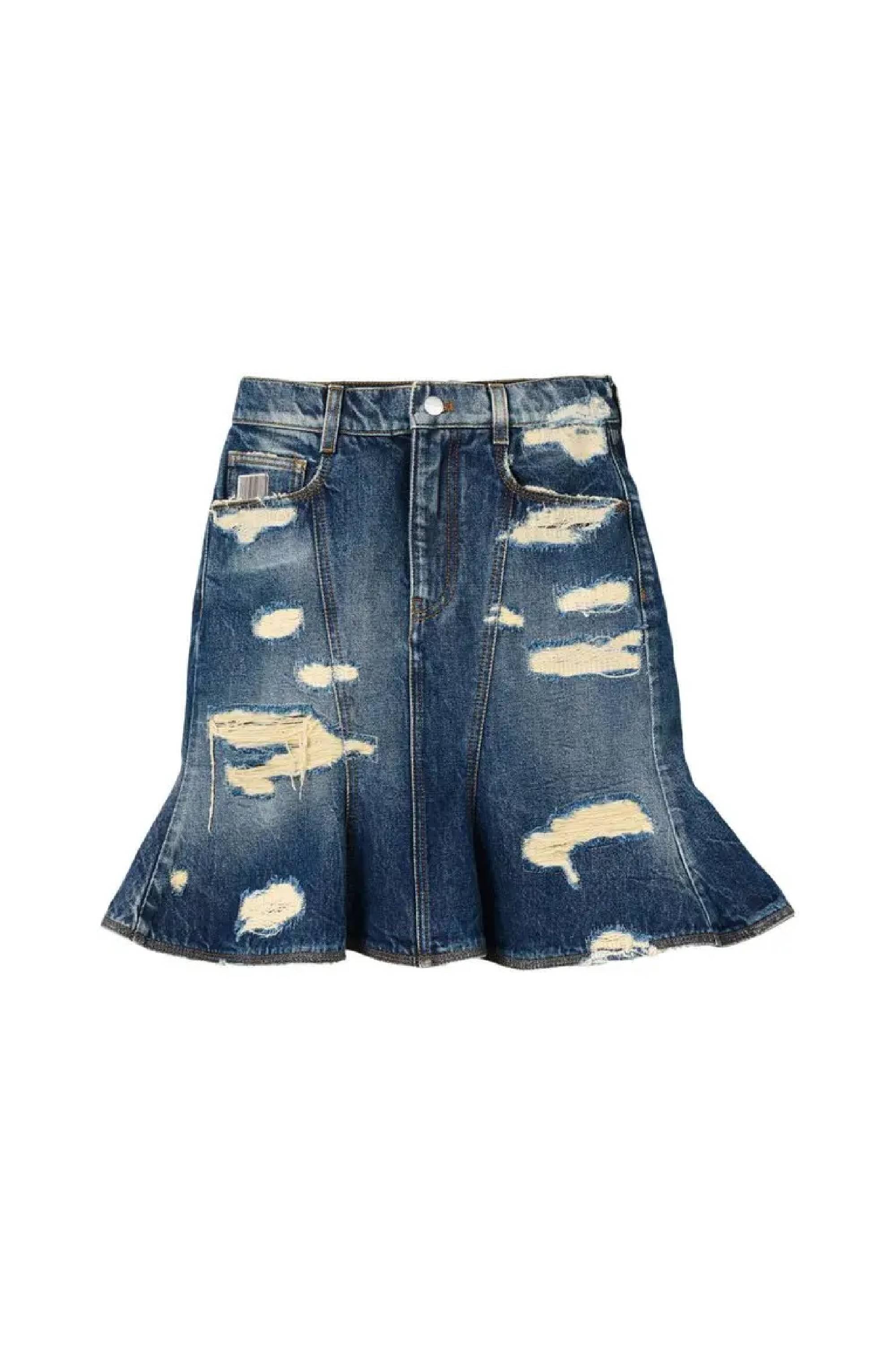 Mini-jupe Rip & Repair en denim - Punk Indigo