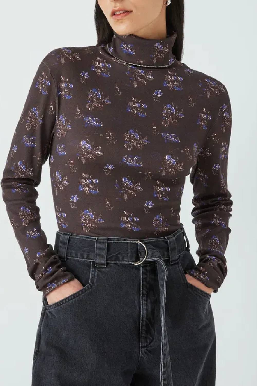 PRUNE/BLEU TSHIRT MANCHES LONGUES HARPER