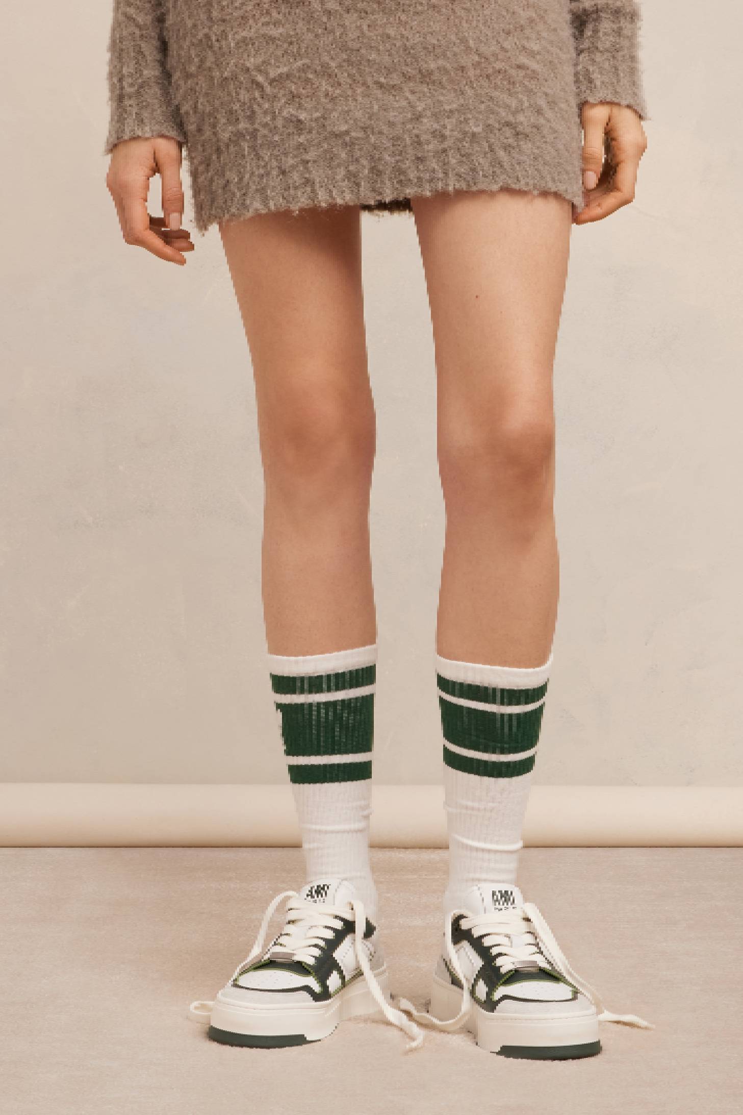 Ami Arcade Low Leather Sneakers - White & Bottle Green