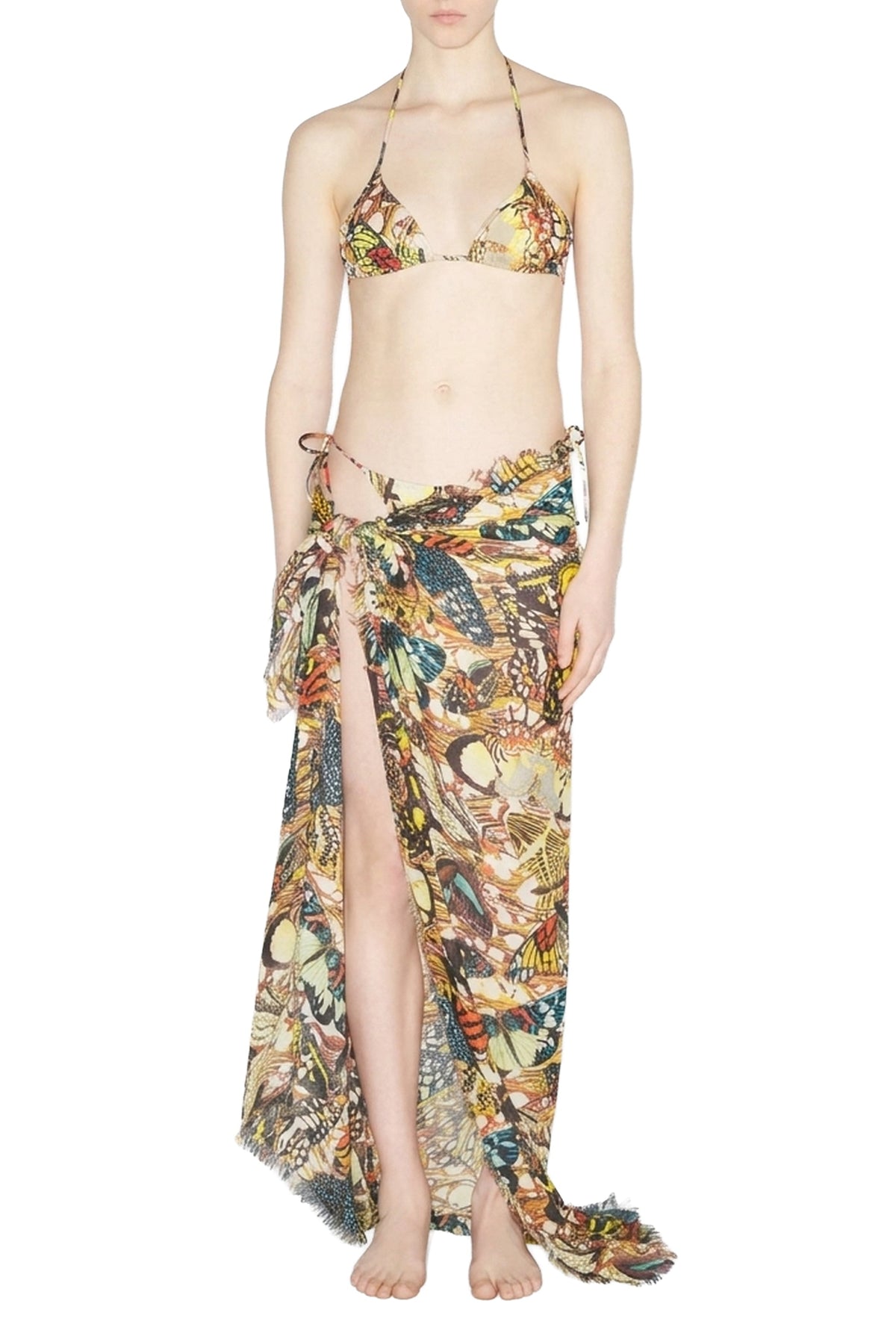 Paréo unisexe imprimé Papillon - Yellow & Multicolor