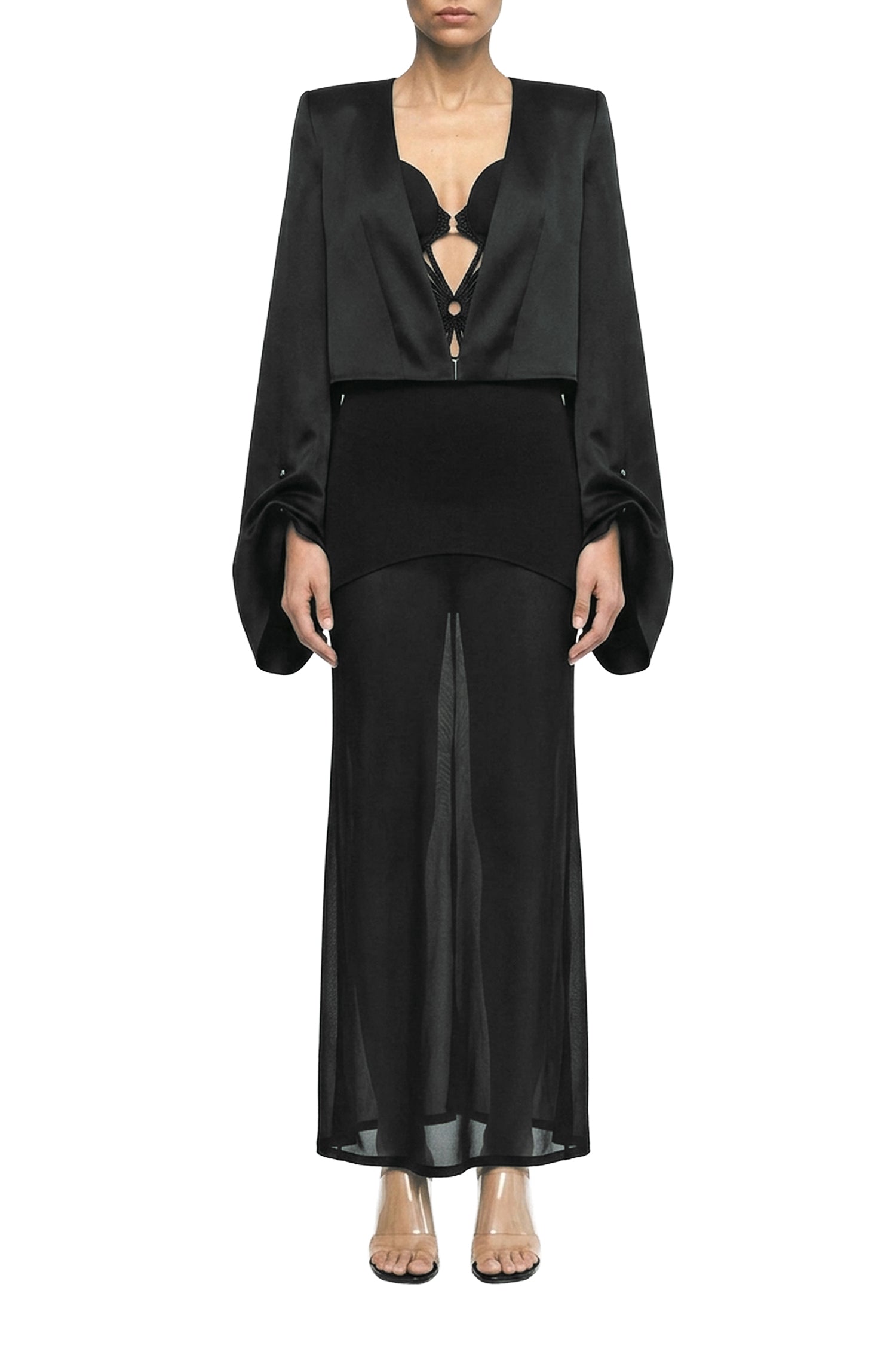 Pierced short jacket - Black