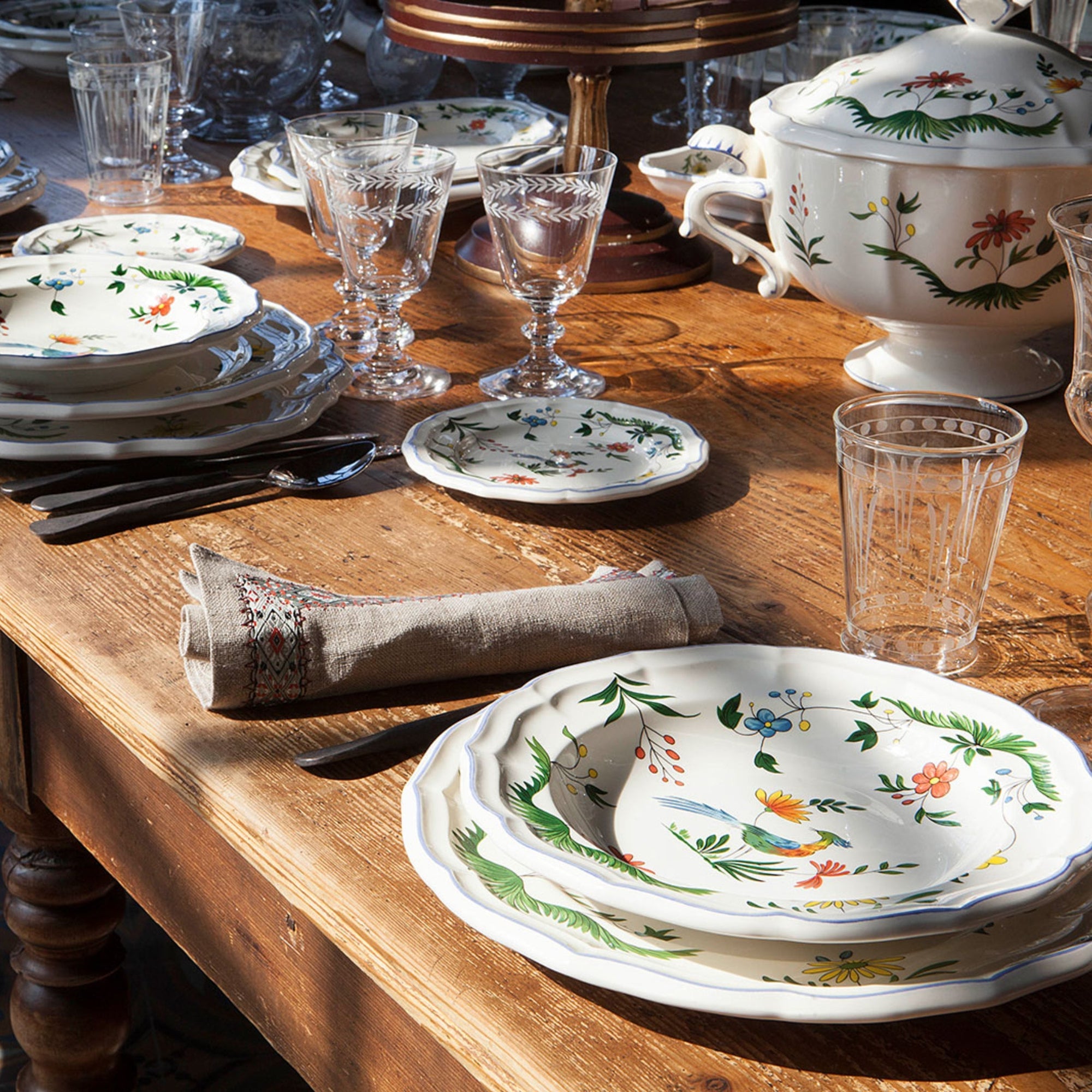 Set de 4 Assiettes plates extra Oiseaux de Paradis - Vert