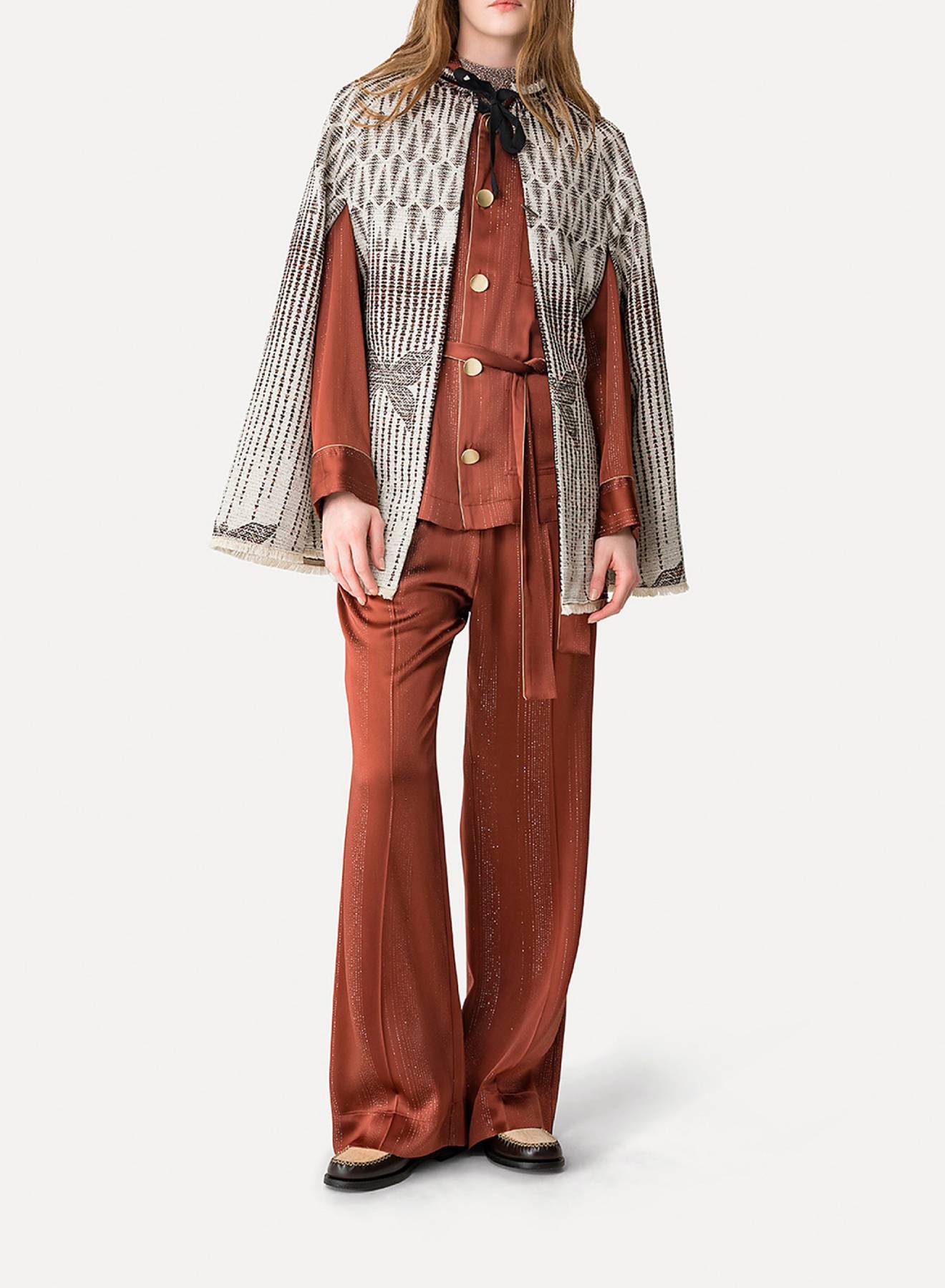 Pantalon en satin à fines rayures - Ombra