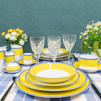 Plat rond creux Monet en porcelaine - Jaune & Bleu
