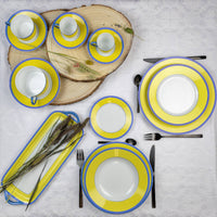 Plat à cake Monet en porcelaine - Jaune & Bleu