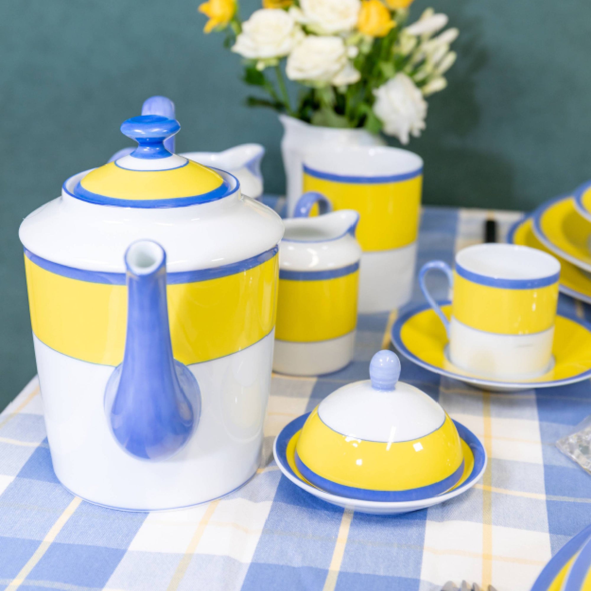 Verseuse pour 12 Tasses Monet en porcelaine - Jaune & Bleu