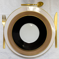 Assiette de présentation Lexington Filet d'or en porcelaine - Noir