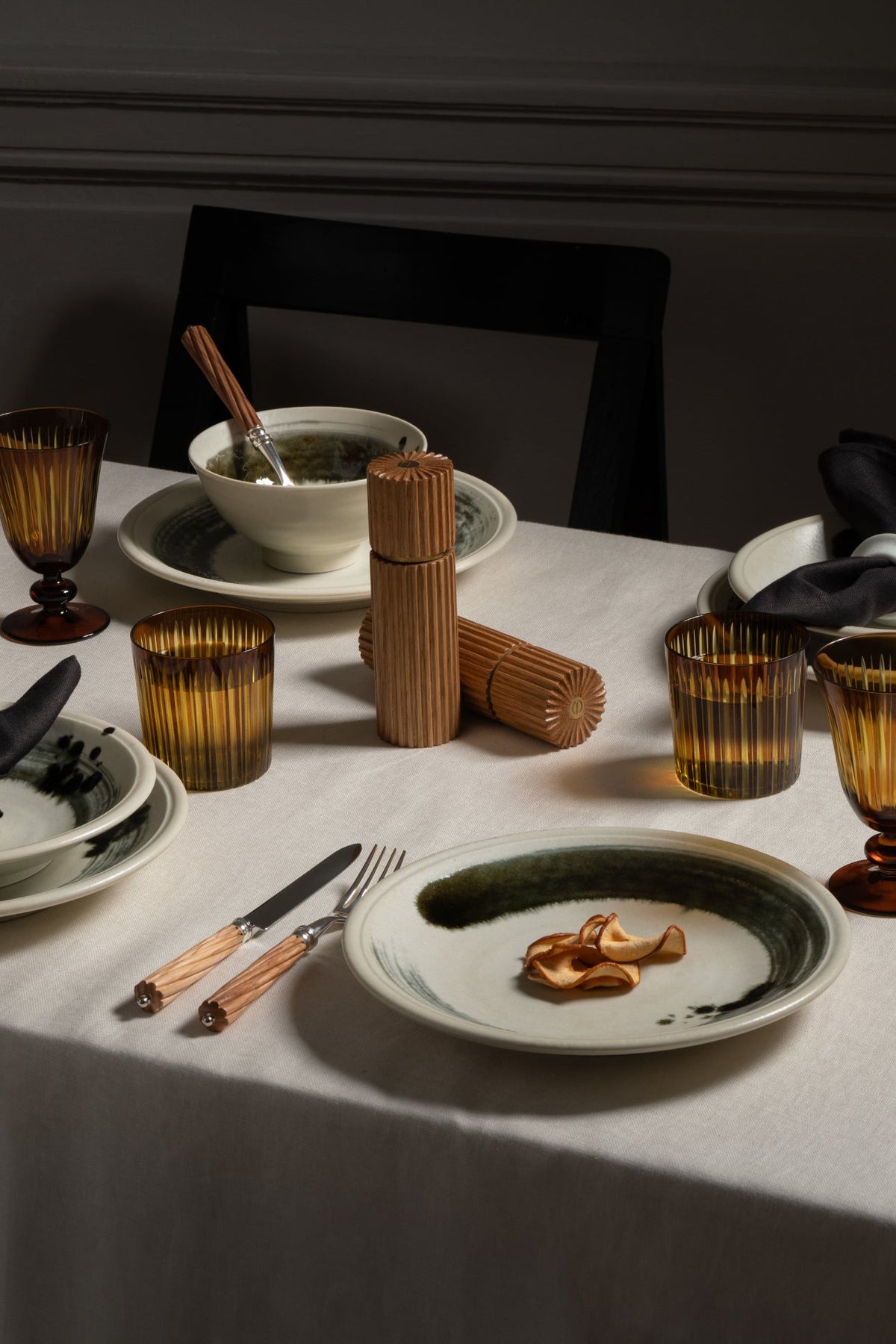 Bol à condiments Sumi Brush en porcelaine - Gris