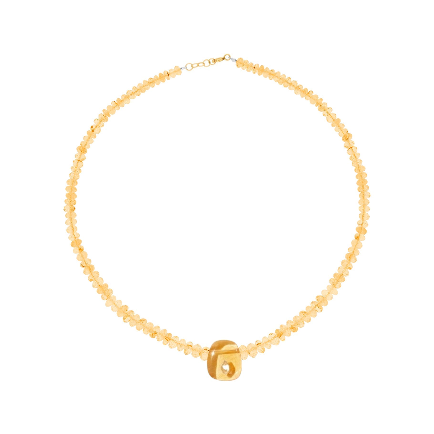 Collier Taylor N°2 en or jaune sertie de diamant - Citrine