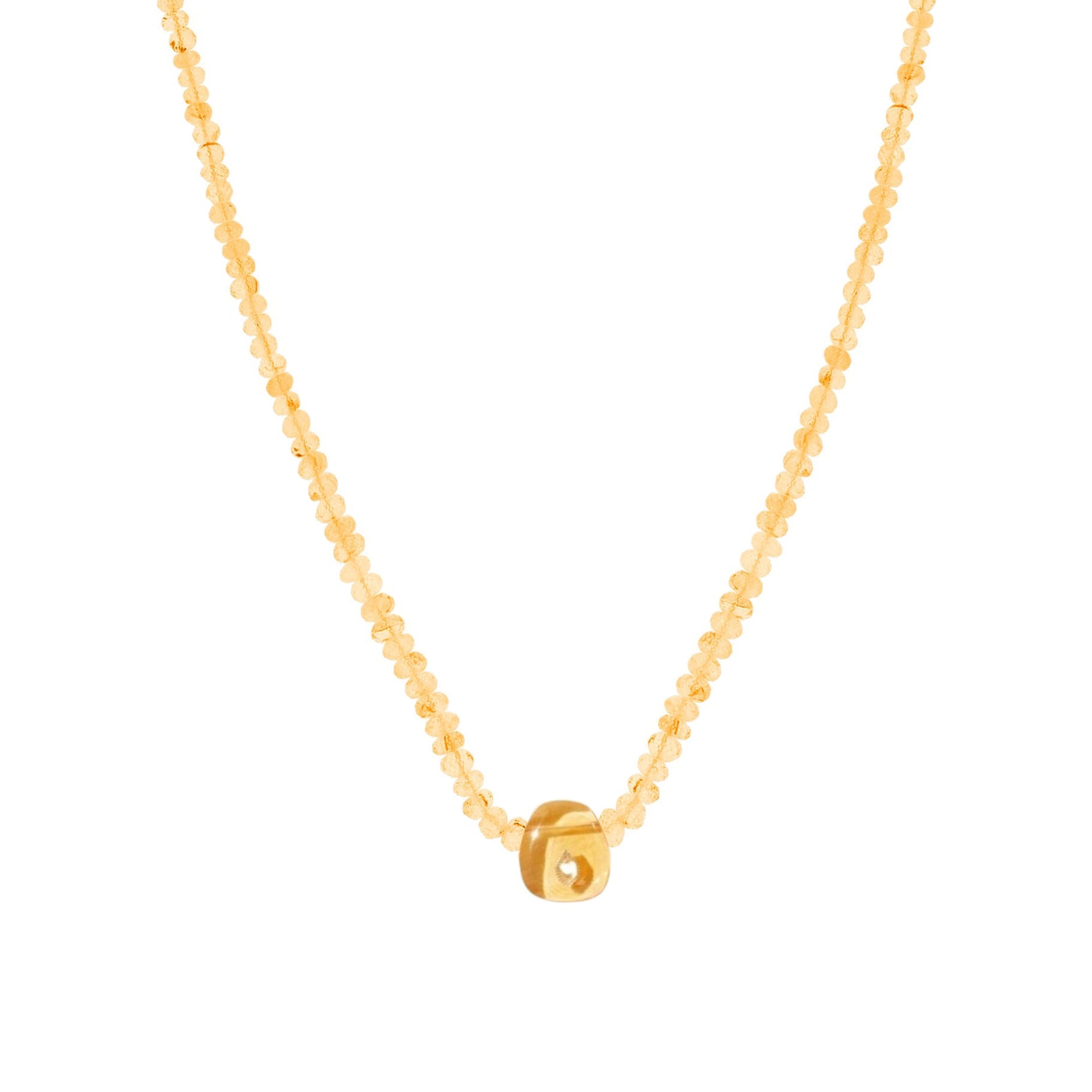 Collier Taylor N°2 en or jaune sertie de diamant - Citrine