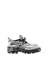 Rabanne x New Rock cracked leather ankle boots - Silver