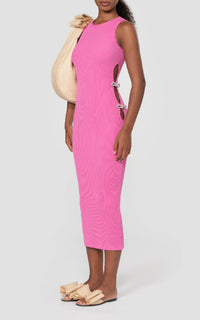 Bow midi dress with rhinestone embellishments - Pink