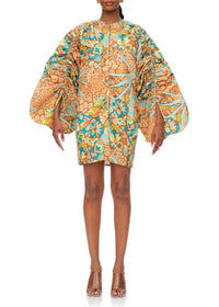 Robe courte Lida imprimée à fronces - Ilia Print