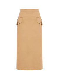 Jupe midi en gabardine de coton - Beige