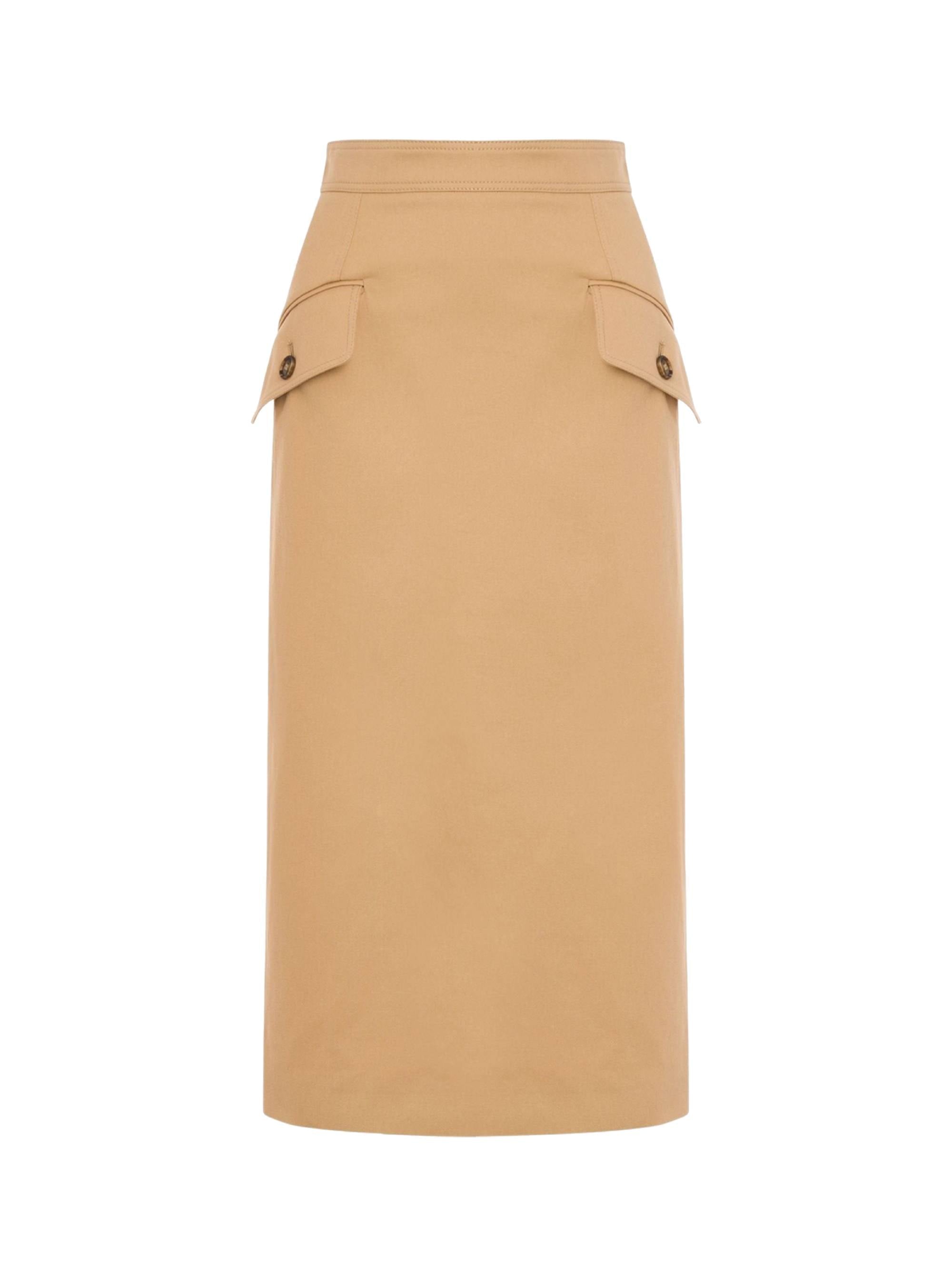 Jupe midi en gabardine de coton - Beige