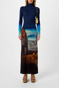 Dalí print high neck maxi dress - Ombres Descendants