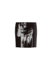 Short suede skirt with print - Black