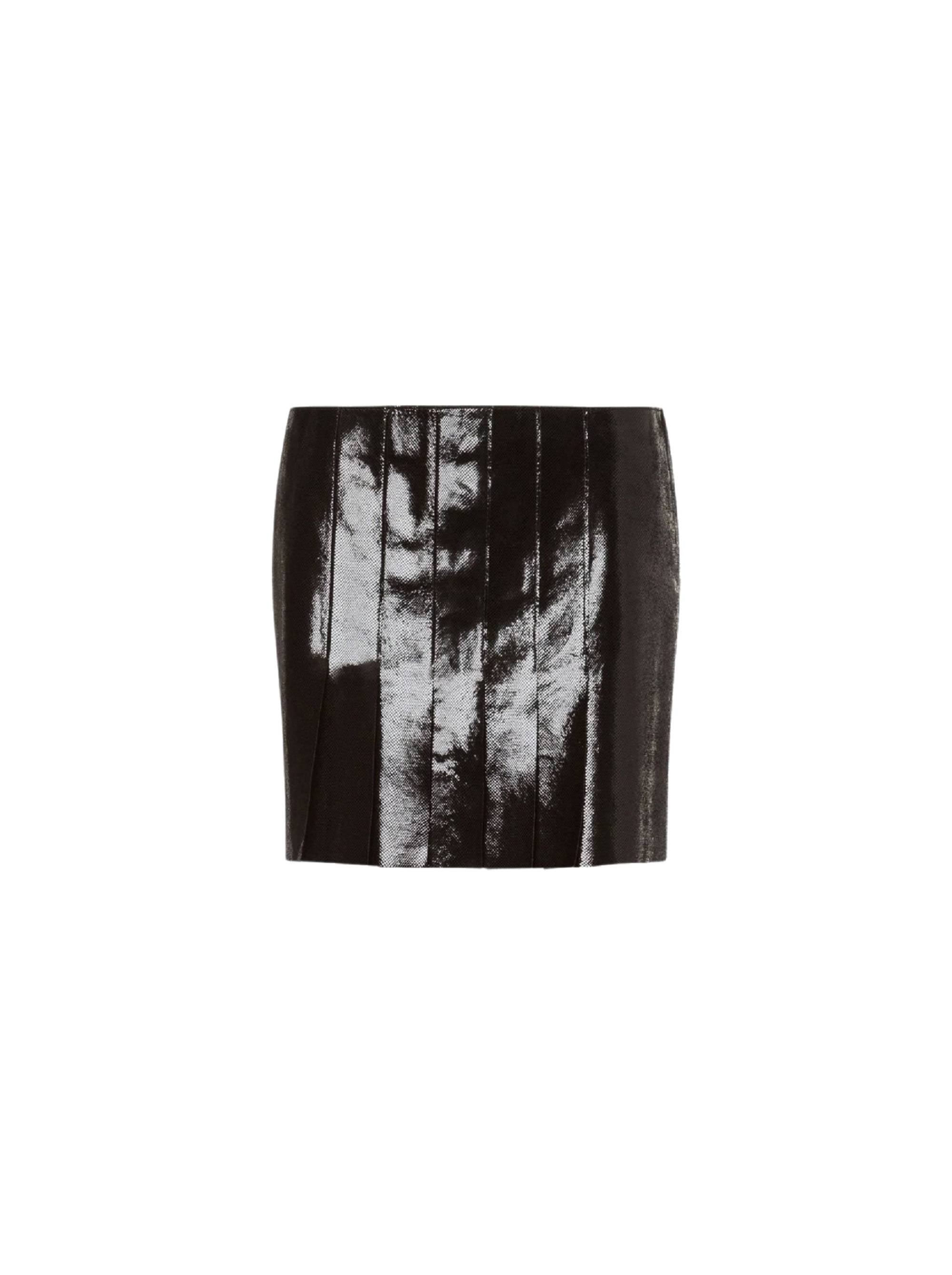 Short suede skirt with print - Black