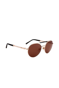 Lunettes de soleil double pont en métal - Doré & Marron