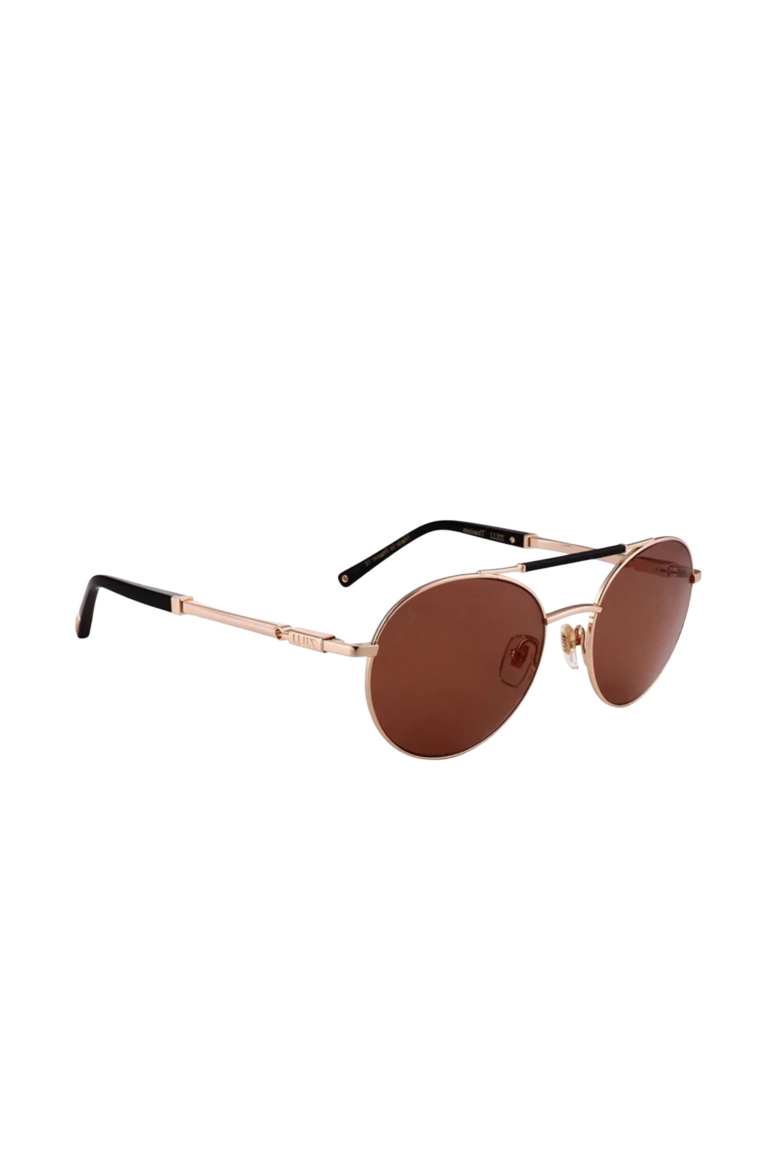Lunettes de soleil double pont en métal - Doré & Marron