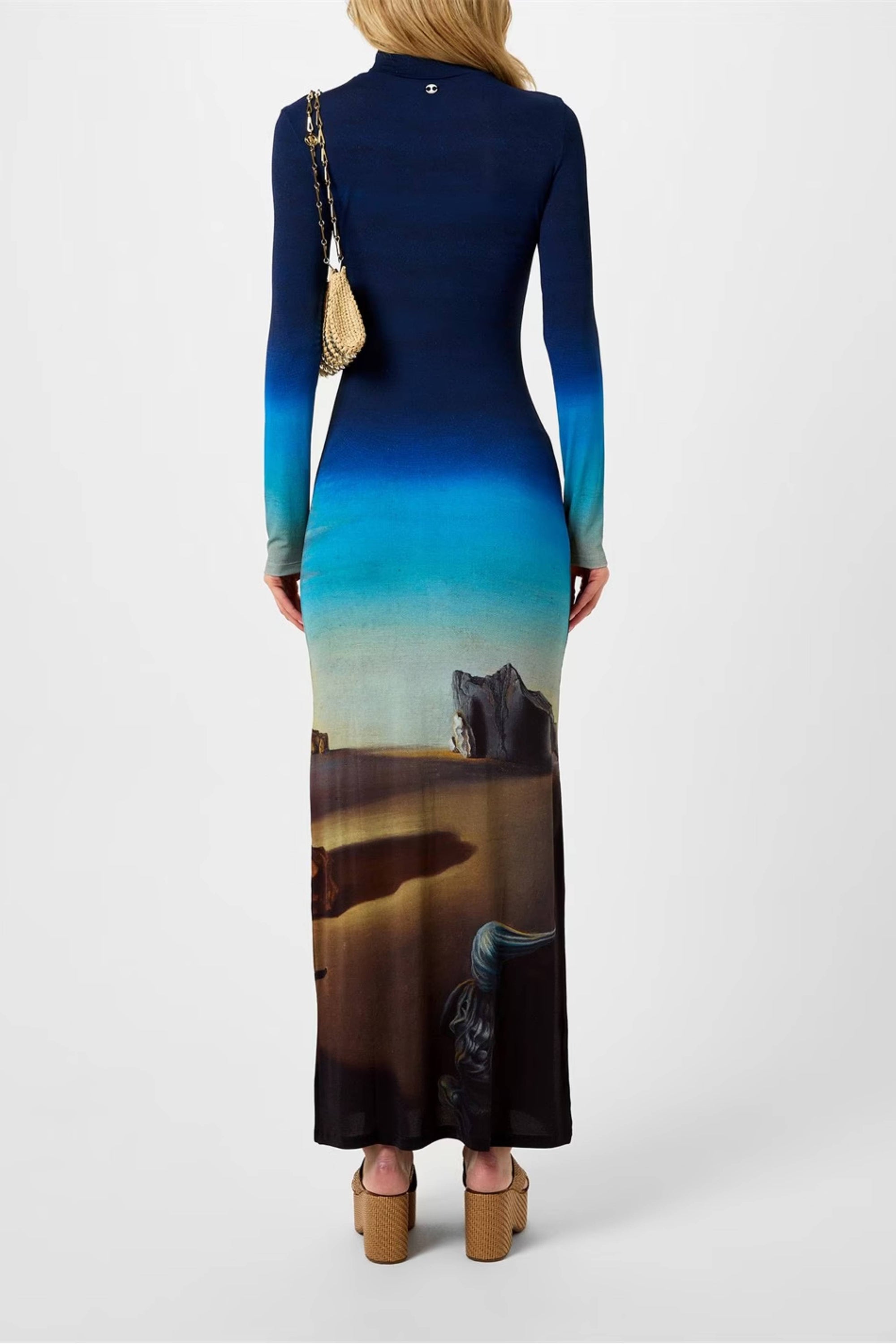 Dalí print high neck maxi dress - Ombres Descendants
