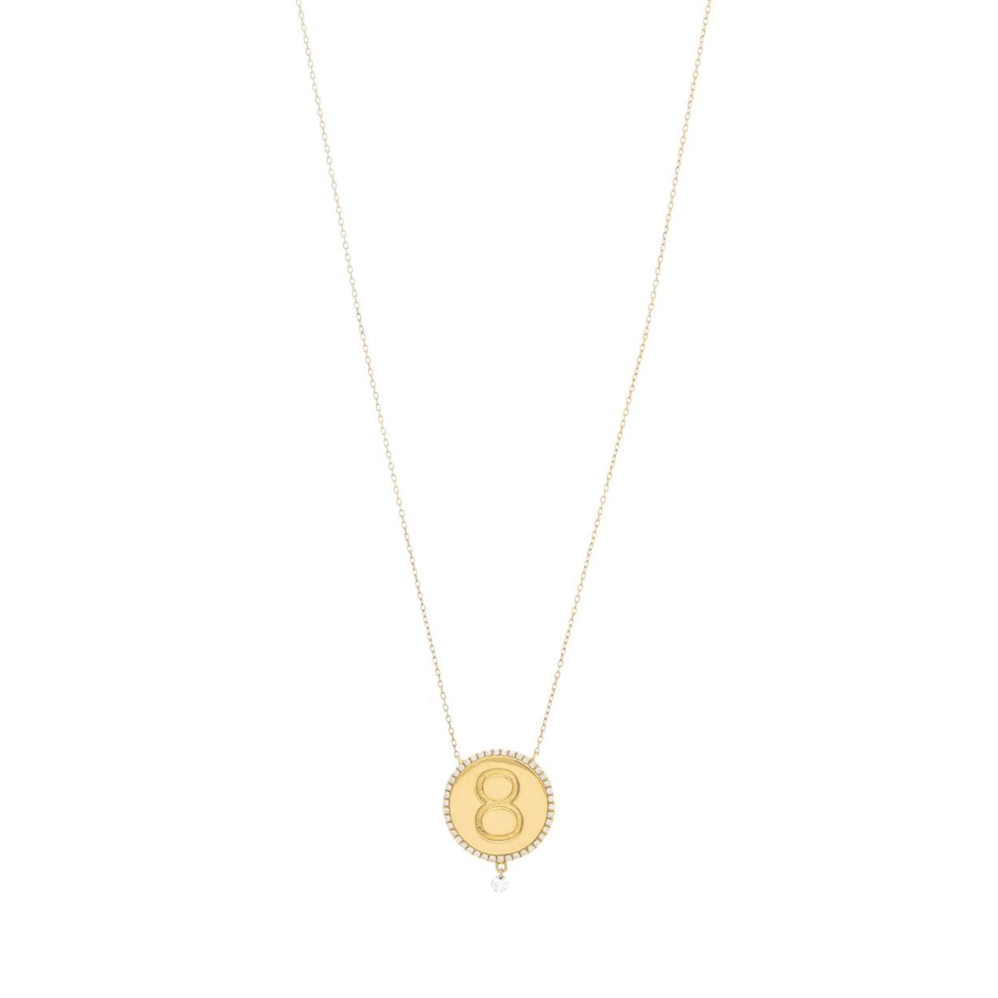 Collier One Médaillon N°8 serti d'un diamant - Or Jaune
