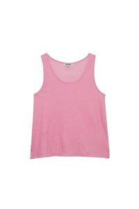 Tanna bi-material tank top in linen and silk - Bonbon