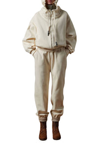 Sweat à capuche Rémi zippé en coton - Écru