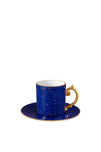 Tasse espresso & soucoupe Lapis en porcelaine & or - Bleu