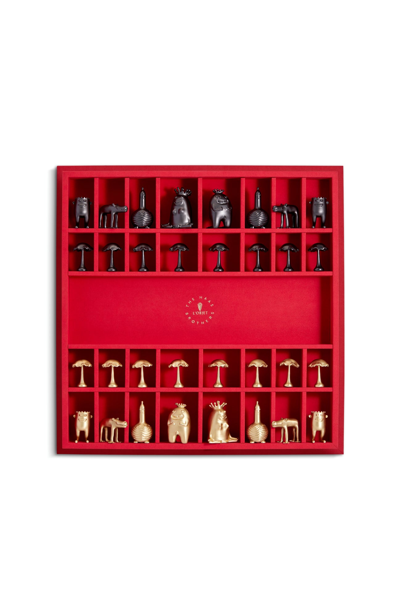 Jeu d'échecs Haas Brothers Jeux - Blanc, Noir, Rouge & Or